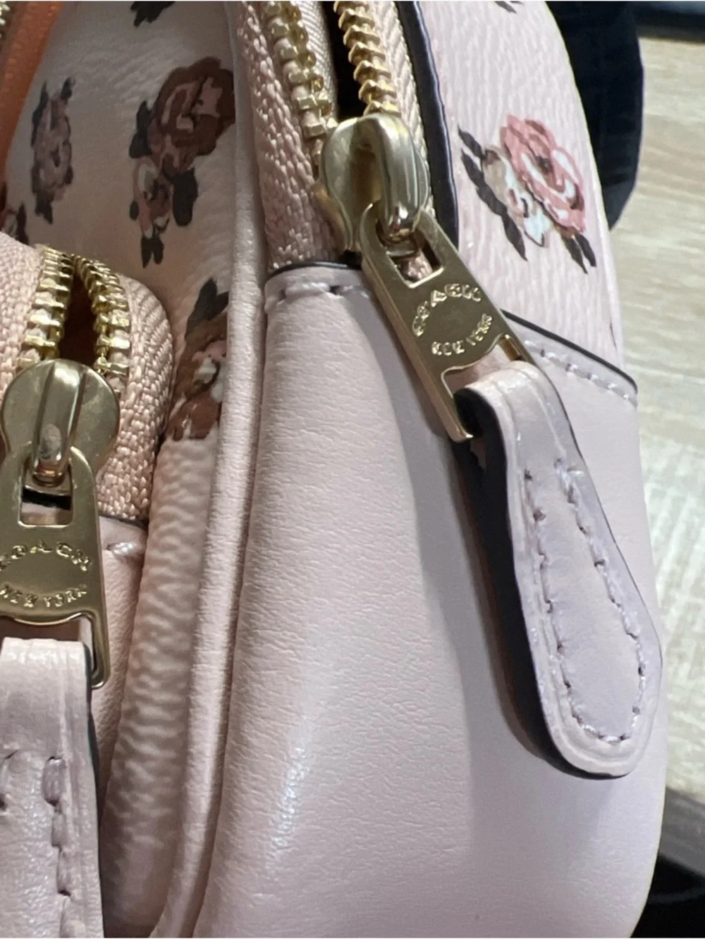 Coach Mini Court Floral Backpack - Blush and Brown